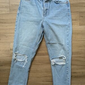 Topshop Blue Relaxed Distressed Jeans
